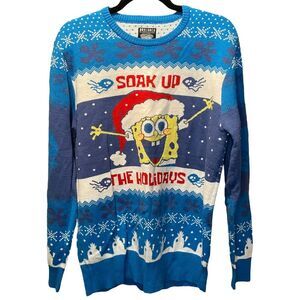 Boxlunch SpongeBob SquarePants Christmas Holiday Sweater size M in Blue